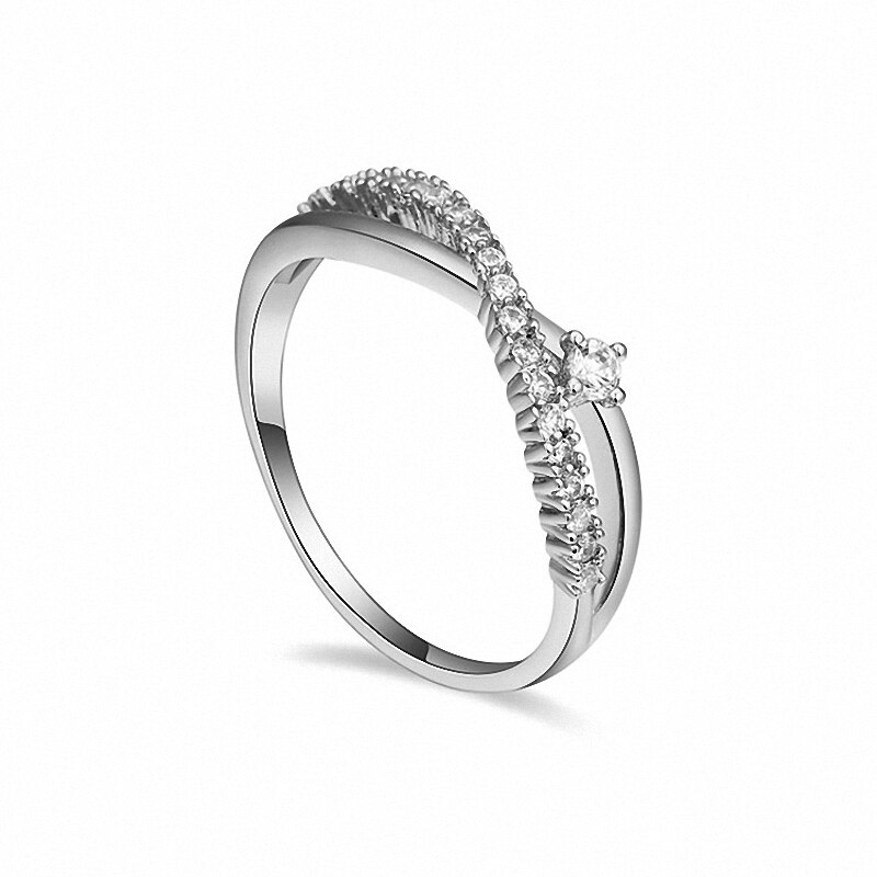 DAN HET Echte Oostenrijkse Kristallen AAA Zirconia Micro Inlays Ring voor vrouwen Geometrische 108711 rose: 6.75 / whitegold