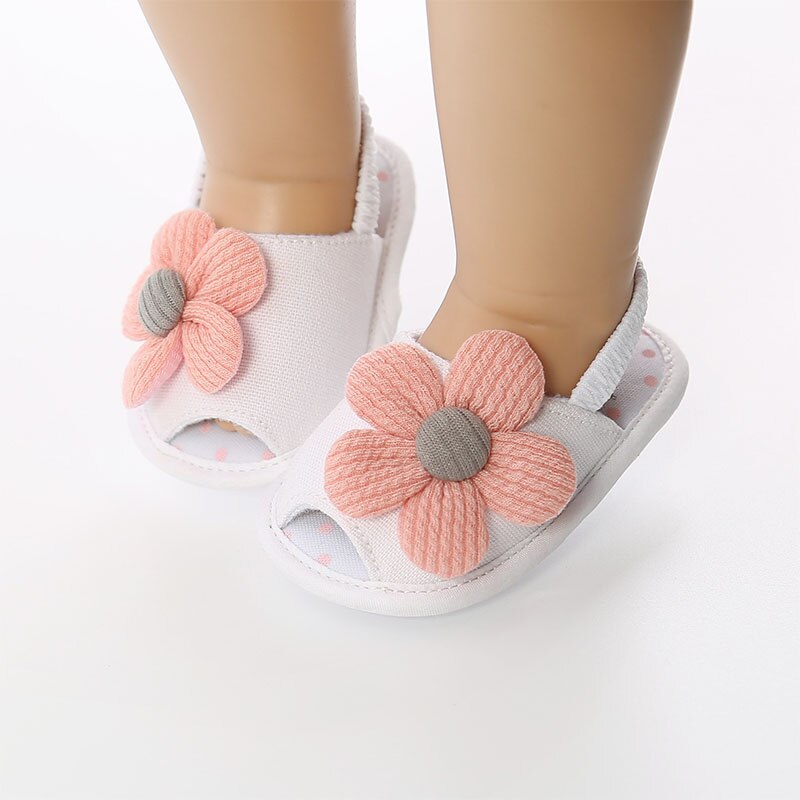 Flor bonito do bebê sandálias verão recém-nascido sapatos da menina do bebê sola macia de algodão não deslizamento infantil berço sapatos primeiros caminhantes