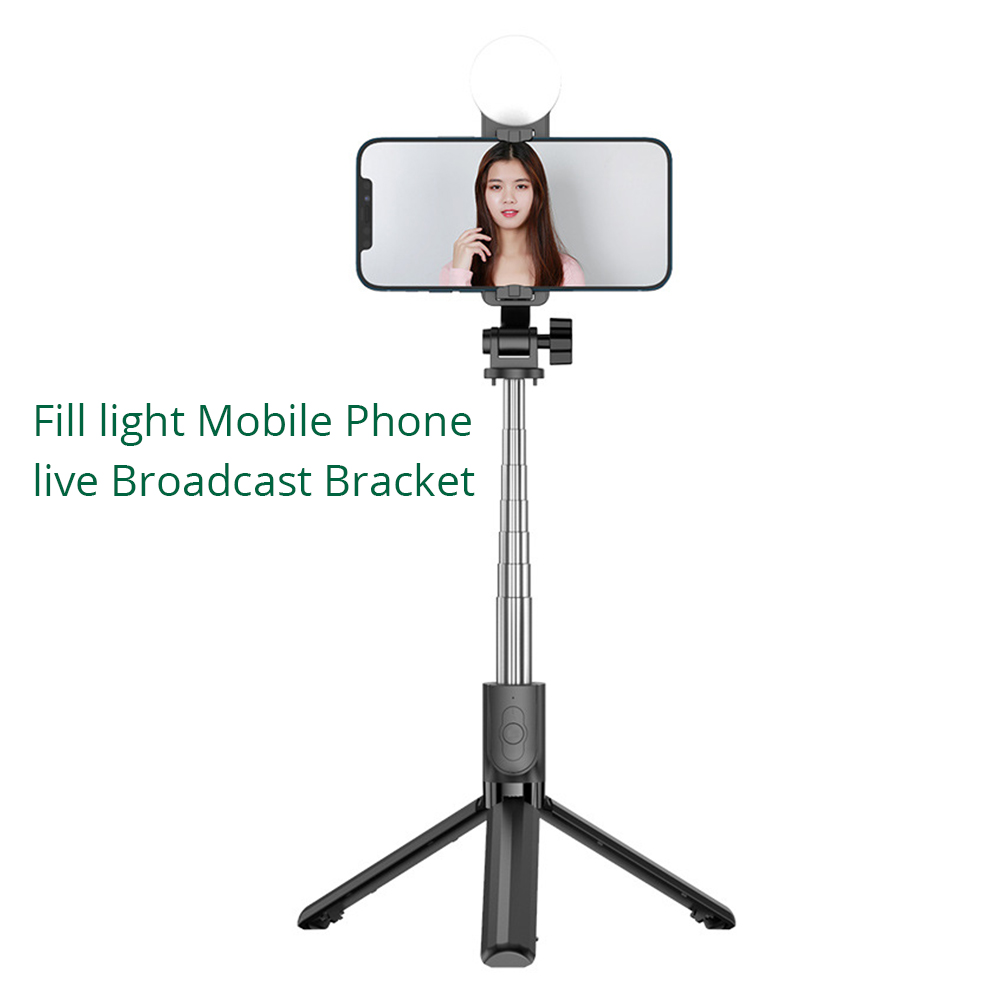 Bonola Draagbare Bluetooth Selfie Stick Voor Xiaomi Mi 9/Iphone 13 12 11 Smartphone Statief Selfie Stick Opvouwbare Met licht Invullen