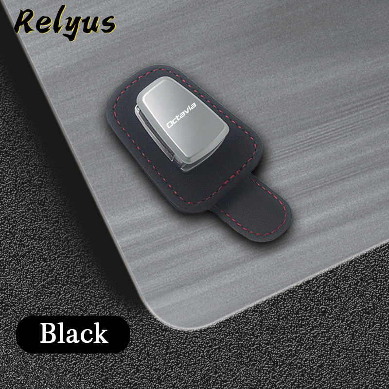 Suede Car Sun Visor Sunglasses Holder Eyeglass Holder Glasses Storage Clip For Skoda Octavia 1 2 3 4 RS A5 A7 Car Accessories: For Octavia Black