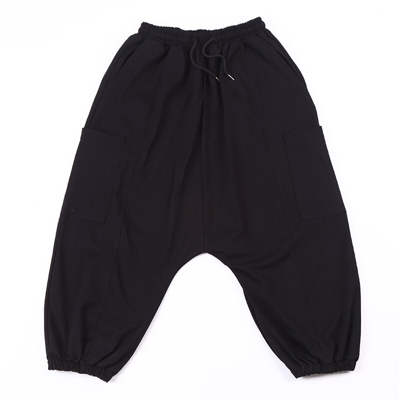 Pantalones bombachos negros de estilo japonés para hombre, pantalón informal, holgado, de pierna ancha, Punk, gótico