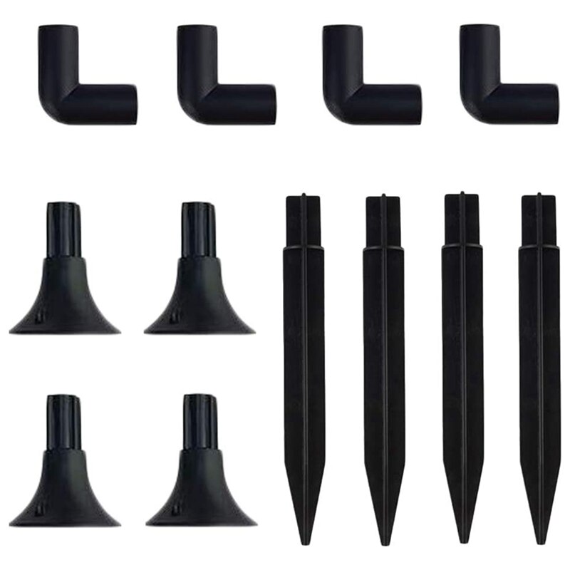 12 bakkestang solstolpe jordpoler til hagelys  (4 plastspiker , 4 plastbaser , 4 koblingsrør)