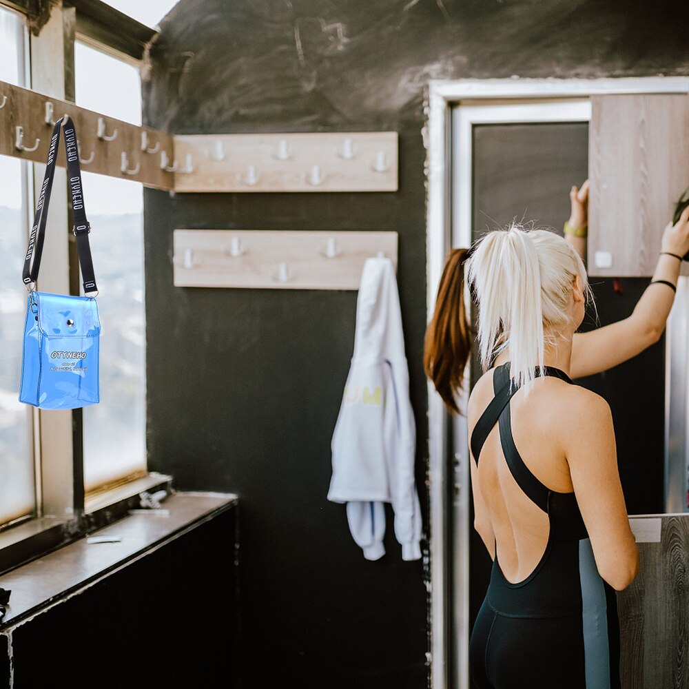 PVC Transparent Mini Cross-Body Mobile Phone Bag Colorful Jelly Bag for Women Lady Girl (Black): Jelly blue