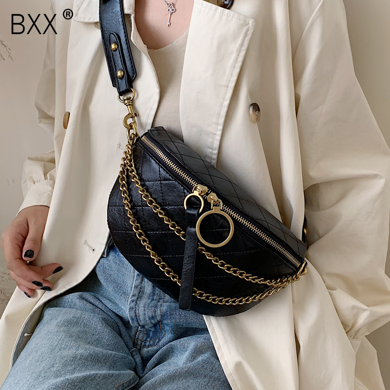 [BXX] couleur unie en cuir PU sac de taille pour les femmes été taille sac femme téléphone sacs à main dames poitrine sacs HL703