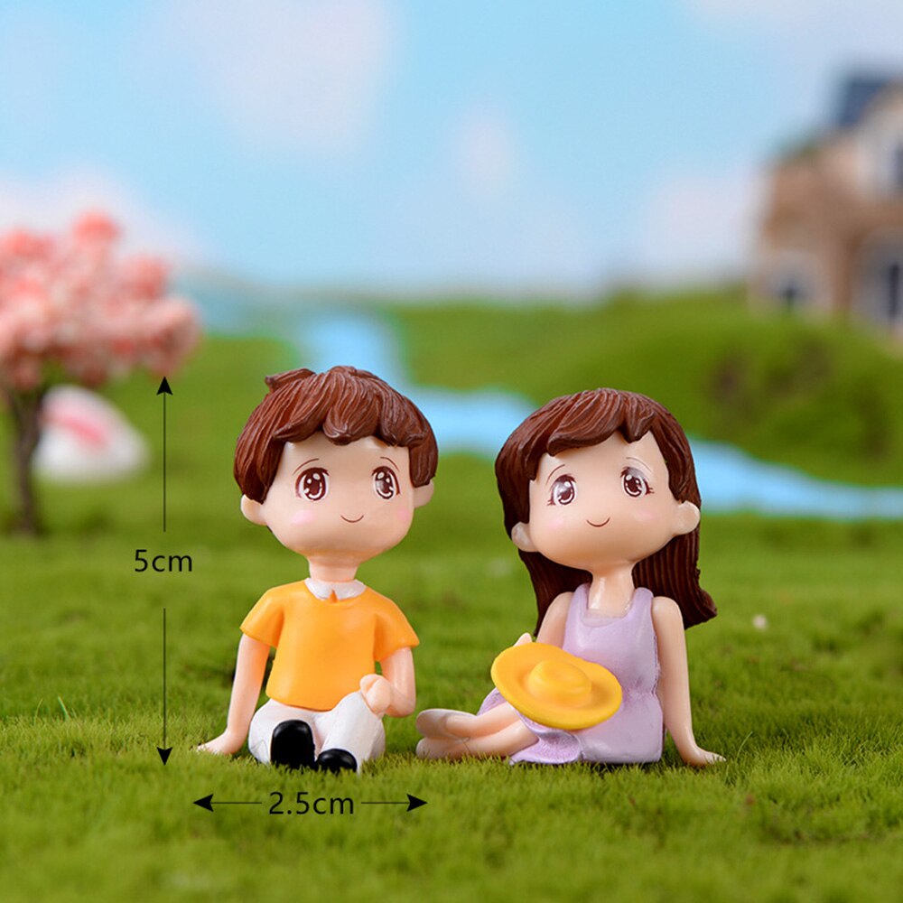 Figurines en forme de Terrarium de grand-père | Figurines mignonnes de Couple amoureux sur chaise, Figurines miniatures de grand-père, accessoires de jardin féerique: F2