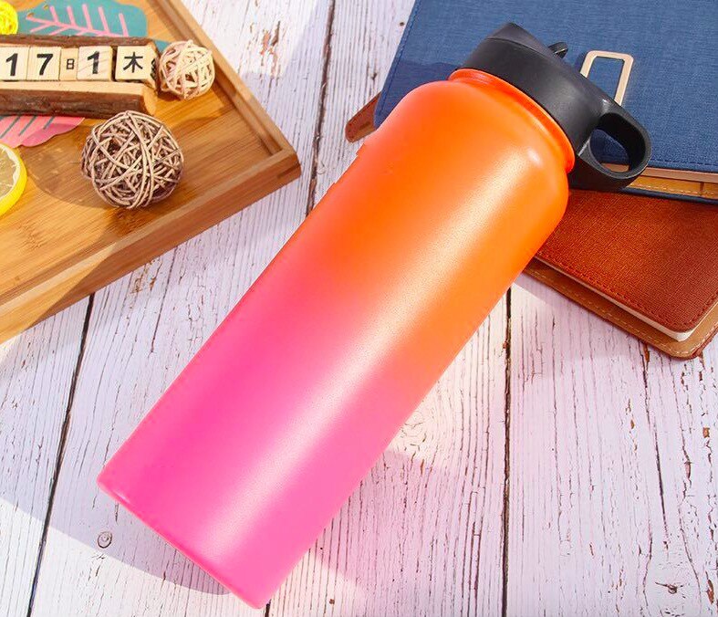 7 kleuren Kleurrijke Geïsoleerde Rvs Water Flessen 18 OZ/32 OZ/40 OZ Brede Mond met thermoskan Sport Deksels: 40oz / Orange powder