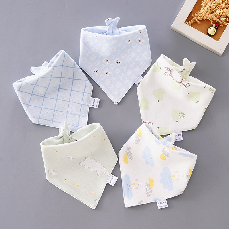 5 Stks/set Slabbers Driehoek Dubbele Katoen Bandana Slabbetjes Baby Jongens Meisjes Babador Voeden Kiel Zuigeling Burp Doek Baby Speeksel handdoek: 4