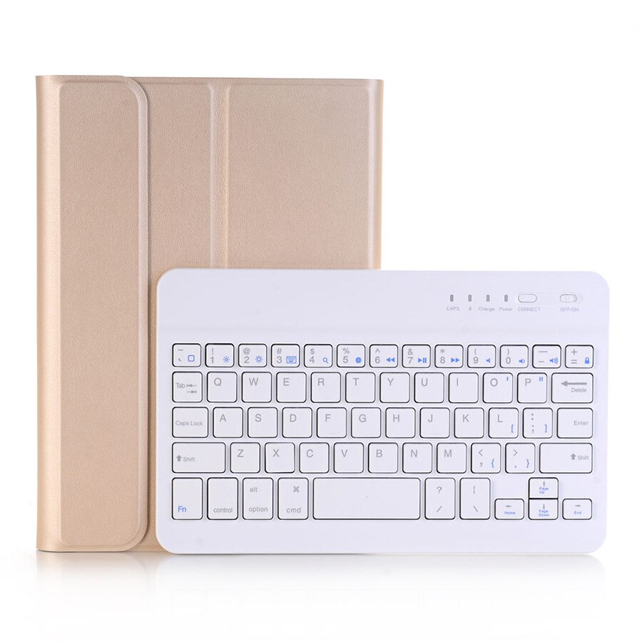 Bluetooth Wireless Keyboard Case Voor Ipad Mini 5 7.9 ''Cover Met Potlood Houder Puleather Case Keyboard Cover Voor mini 5: Gold