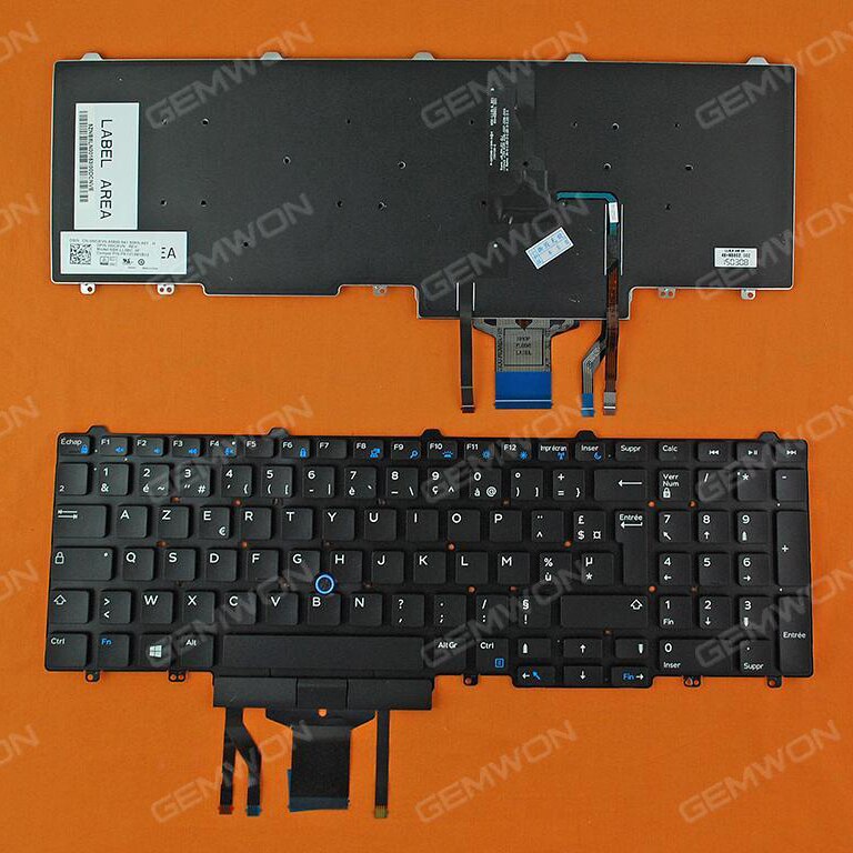 Laptop Keyboard Replacement - French AZERTY Layout - Backlit & Pointer - for DELL Latitude E5550 E5570 E5580
