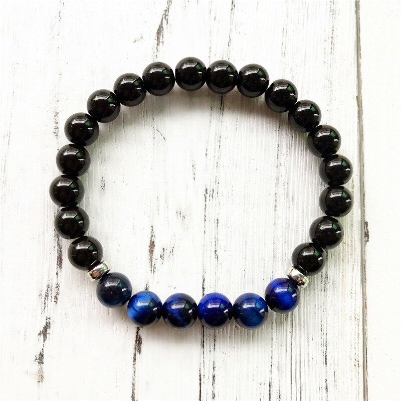 8mm zwarte onyx & blauwe tijgersteen pols mala armband yoga mala armband blijf kalm en ontspannen het beste voor mannen