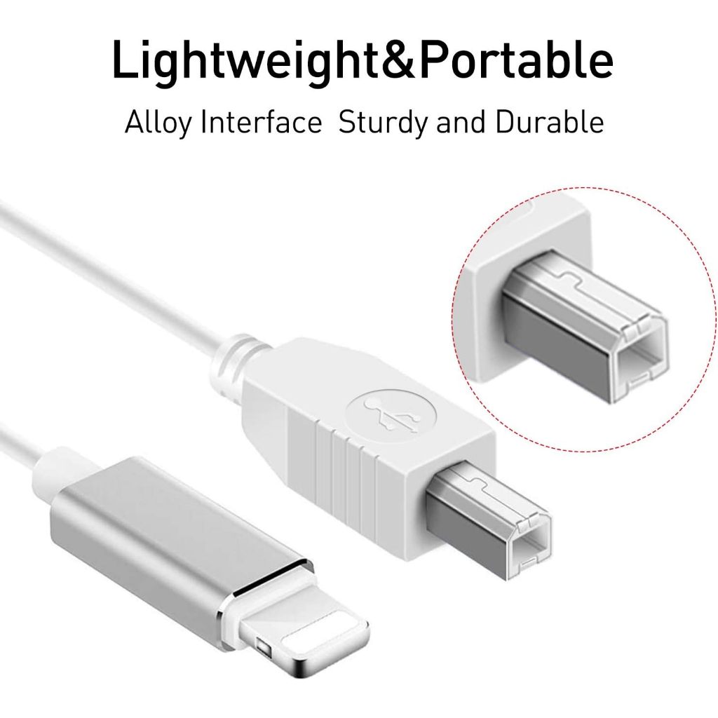 Lightning naar MIDI-kabel USB 2.0 Lightning naar Type B OTG-kabel voor MIDI-toetsenbord, audio-interface, USB-microfoon