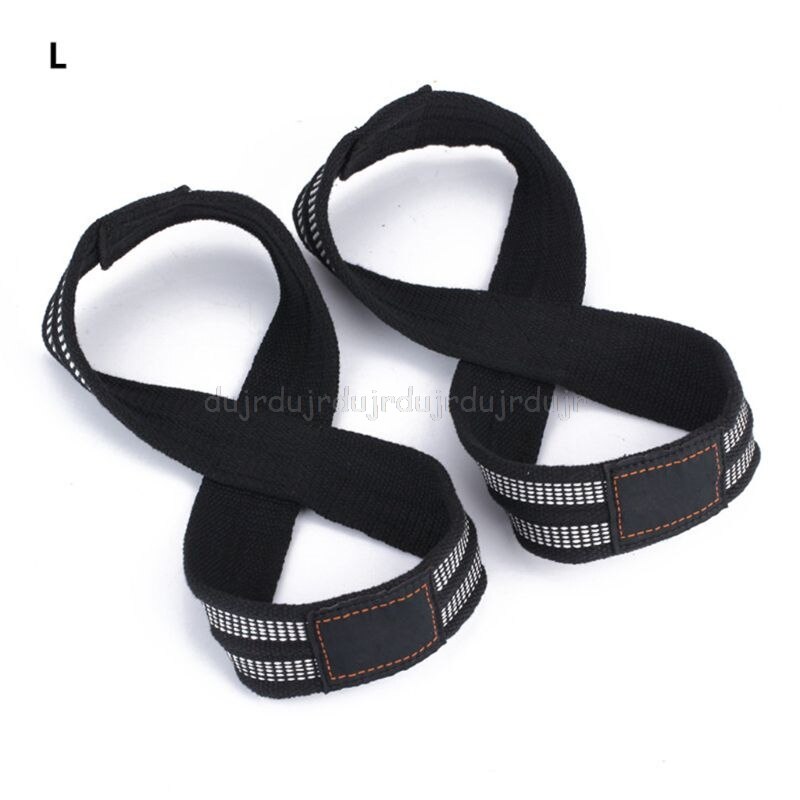 1 Paar Figuur 8 Gewichtheffen Bandjes Deadlift Polsband Voor Pull-Ups Horizontale Bar Powerlifting Gym Fitness Bodybuilding equi: Black