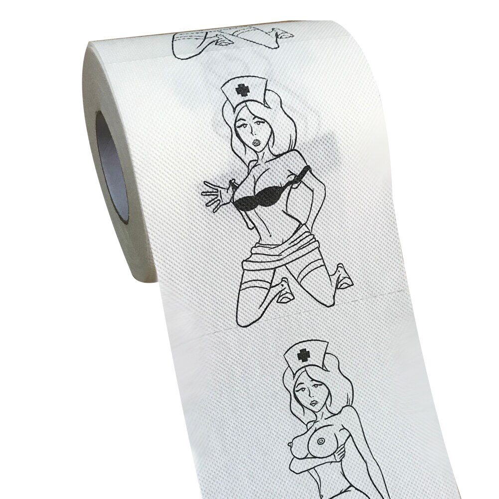 Rulle toiletpapir sødt tegneseriemønster print badeværelsespapir til hjemmekontorhotel: 5