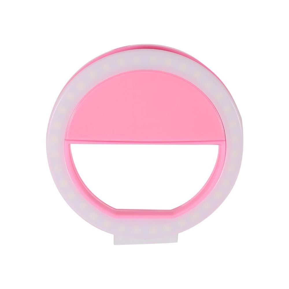 Lumière de Flash Selfie universelle à Led | Mini lampe de poche ronde Portable, objectif de lampe de remplissage de beauté: pink
