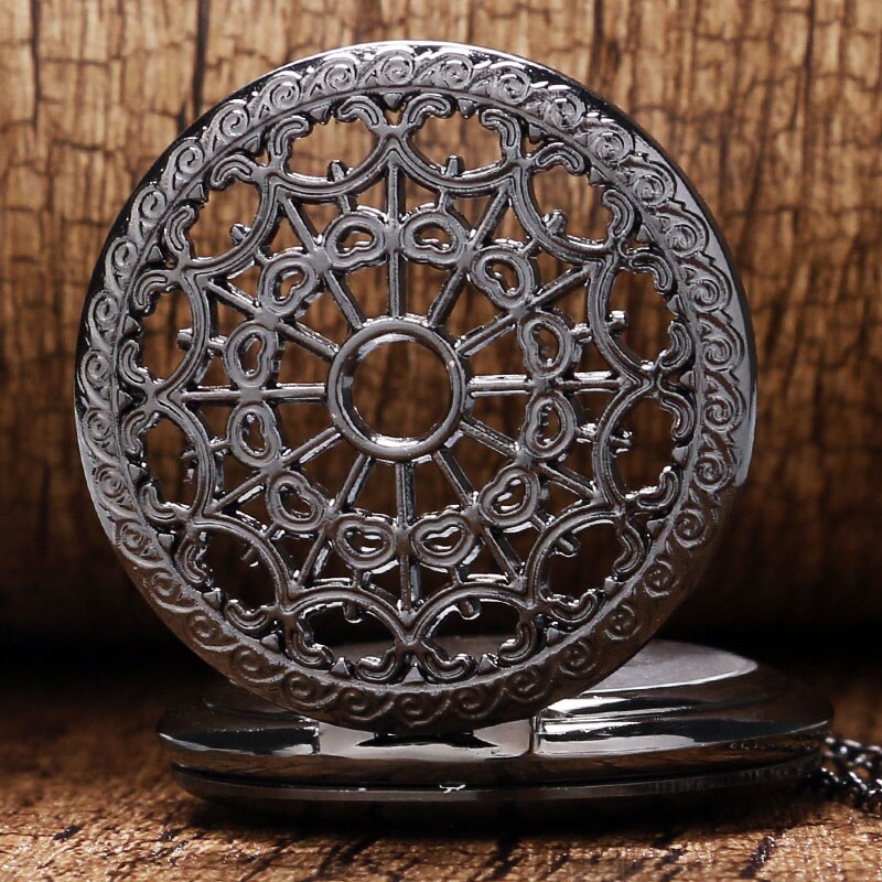 Vintage Black Spider Web Pocket watch with Chain Necklace Pendant Steampunk Hour Antique Necklace P242