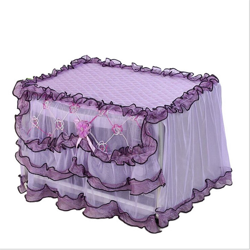 Koronkowy pokrowiec z materiału kuchenka mikrofalowa obejmuje wzór kwiatowy trwała kuchenka mikrofalowa osłony przeciwpyłbyć winnym dekoracje ślubne