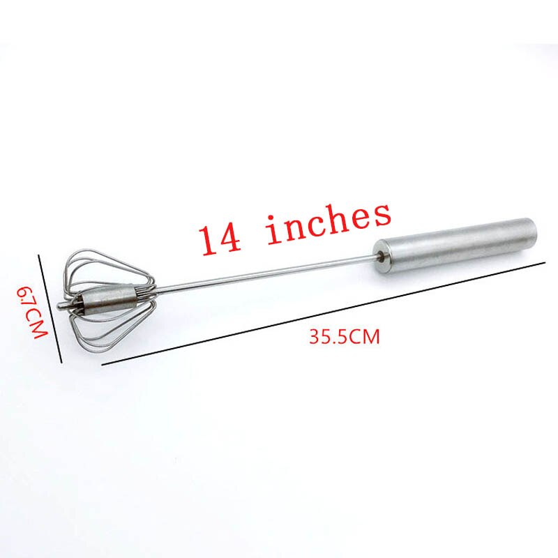 1Stck DIY Backen Halbautomatische Rührgerät 430 Edelstahl 12/14/16 Zoll Schneebesen Manuell Drücken Sie Typ Schneebesen Rührgerät Ei Werkzeuge: Silber- 14 Zoll