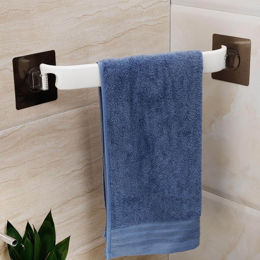 Selvklæbende håndklædeholder vægfri stempelbøjle håndklæde plasthylde rulle rack tøfler hængende beslag køkkenarmatur