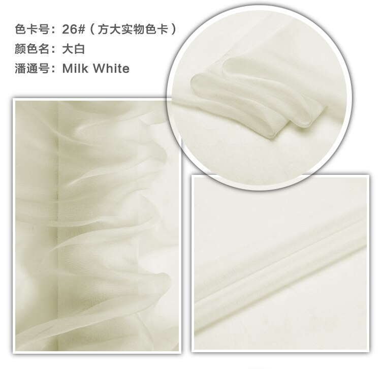 Telas de seda para vestidos blusa bufandas ropa de boda Metro 100% seda pura gasa más color de gama alta David: Blanco