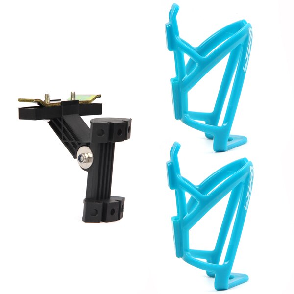 Cykel dobbelt vandflaskeholder buradapter rack cykel sadelholder adapter dobbelt vandflaske tilbage cykelsæde: Sortblå