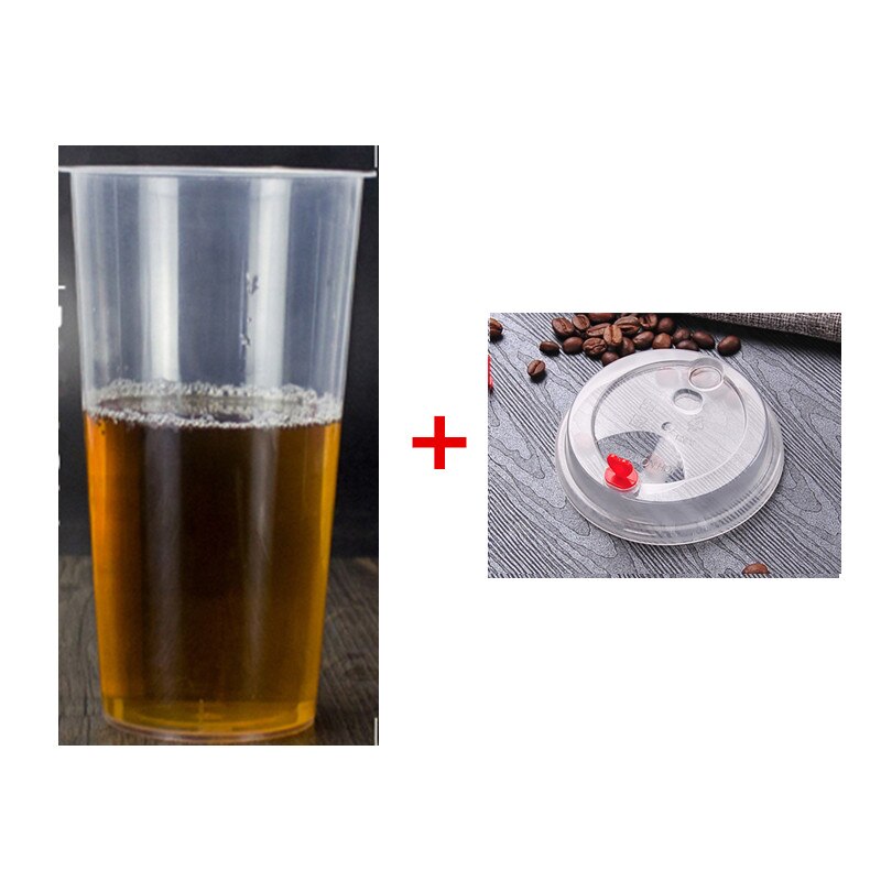 50pcs transparent disposable cups 360ml 500ml cold drink thick plastic cups birthday party favors cup with lid: cup and lid8 / 500ml 50pcs