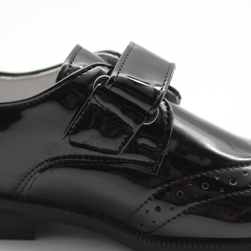 Enfants garçons noir brevet richelieu chaussures formel Smart crochet & boucle garçons enfants formel Smart boucle mariage Page garçon chaussure