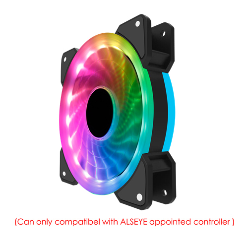 ALSEYE D-Ringer Series 120mm LED Computer Case Fan Adjustable RGB and Fan Speed Remote control support Asus 5v 3pin and Gigabyte: 1 Fan