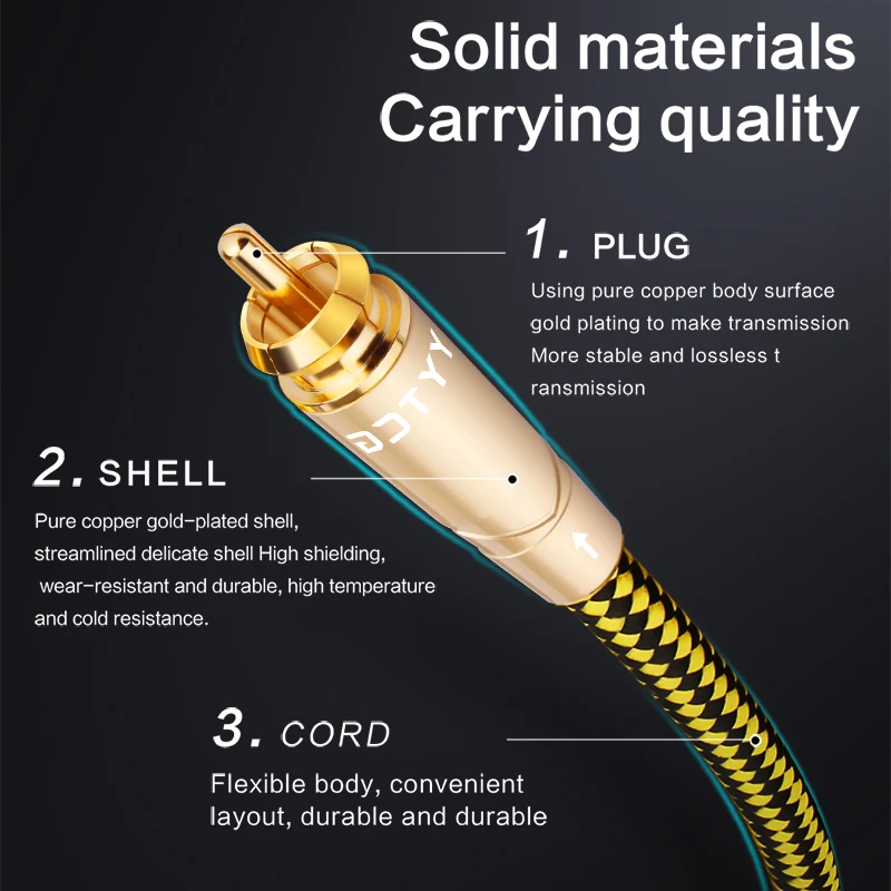 Cable Coaxial de Audio Hifi RCA a RCA, conector Digital estéreo macho a macho para amplificador de DVD de TV, Subwoofer, 1m, 2m, 3m, 5m