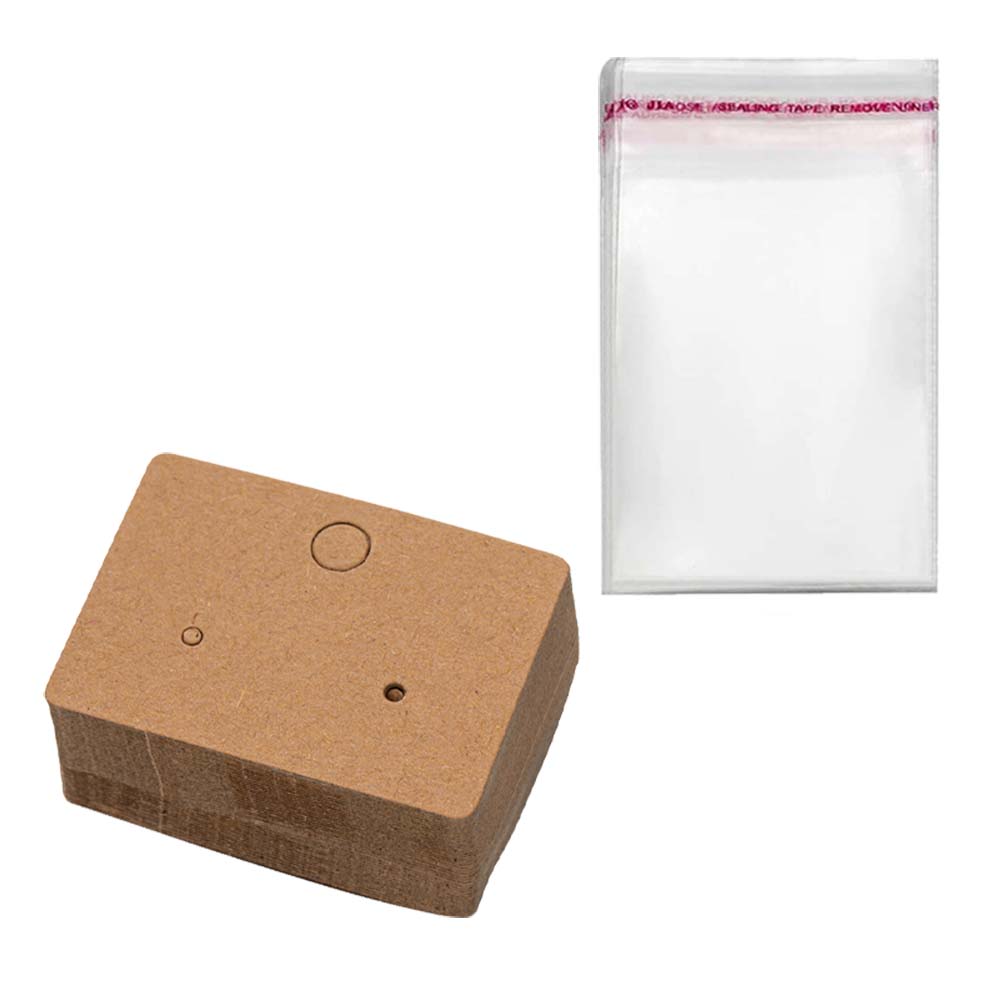 Tarjetero de cartón para pendientes, bolsa de cartón para embalaje de joyería, manualidades, fabricación de pequeñas empresas, lote de 100 unidades