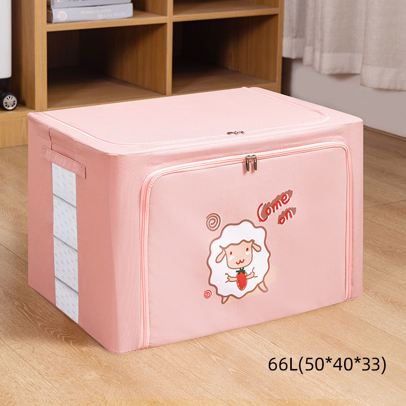 Cartoon foldable storage box household clothes quilt storage box large Oxford Bubner box storage box: pink66L-50-40-33