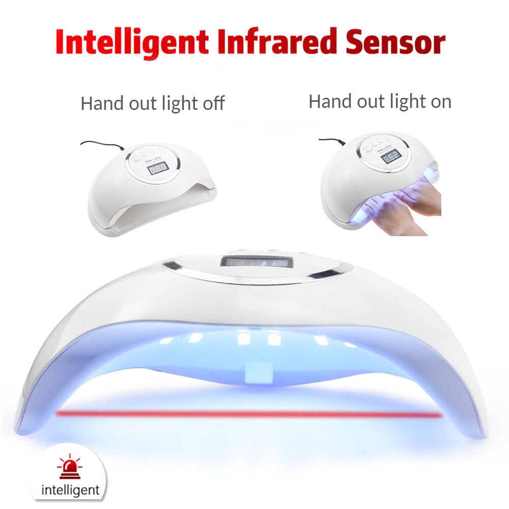 Uv lampe 72w ny 5 pro led neglelampe for manikyr tohåndslampe 36 stk led perler negletørker for herding av neglegel neglefilverktøy