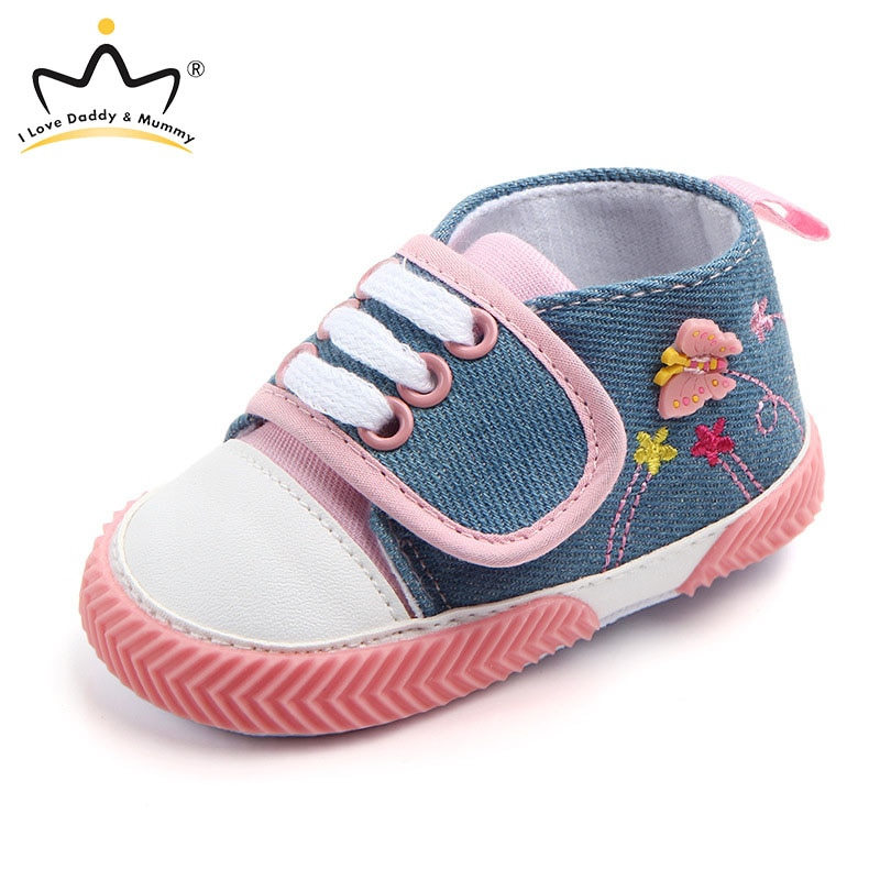 Baby sko sneakers sommerfugl blomst stjerne print lærred baby pige sko bløde skridsikre sål nyfødte småbørn første vandrere