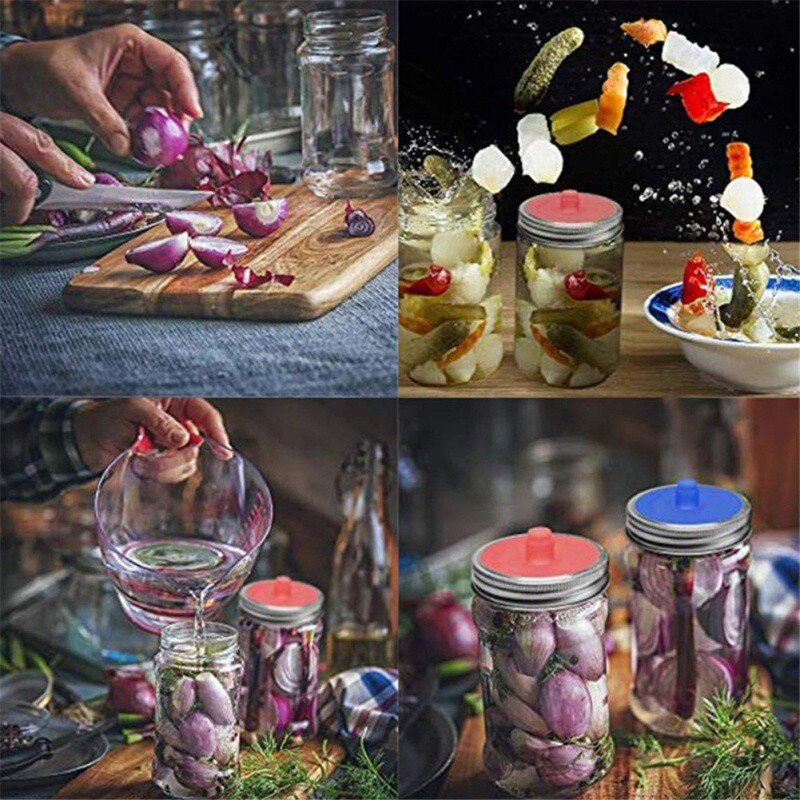 Wide Mouth Mason Jar Lids Silicone Lids With Sealed Ring Waterless Airlock Fermentation Lids For Sauerkraut Kimchi Pickles