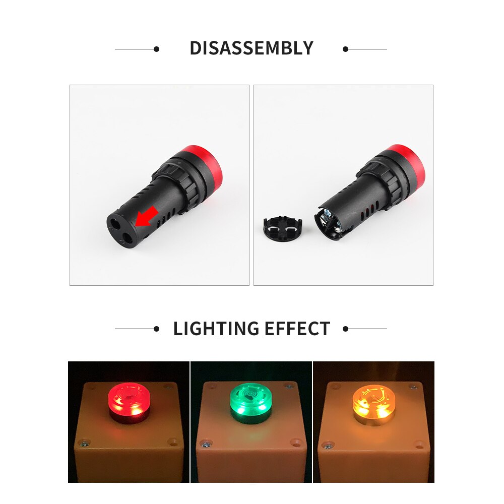AD16-22SM Flash Signaal Led Actief Buzzer Beep Alarm Indicator 12V 24V 220V 16Mm Rood Groen geel