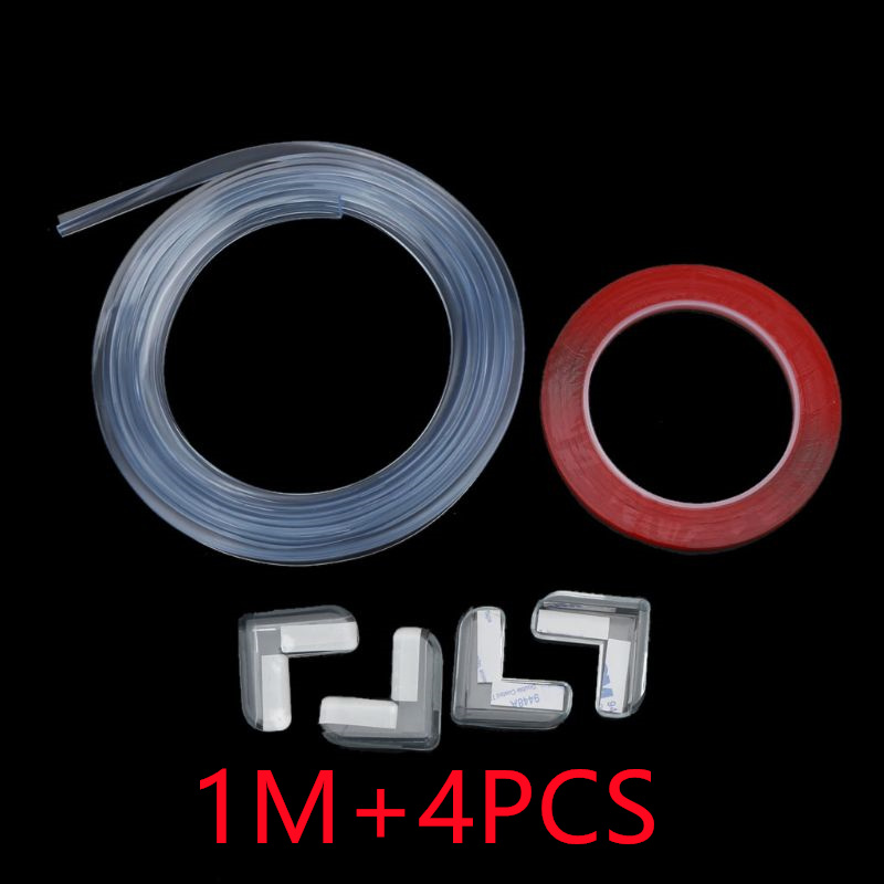 Transparent Table Edge Furniture Guard Corner Protectors Bumper Strip with Double-Sided Tape for Cabinets, Tables, Drawers: black