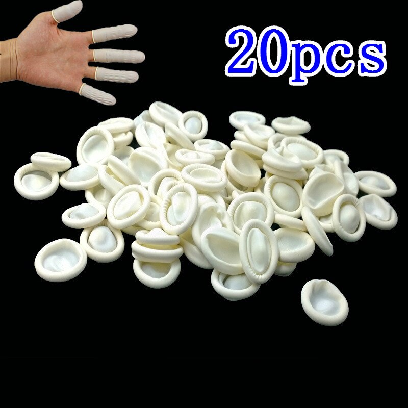 SUEF 20/50pcs Natural Rubber Gloves Finger Cots Latex Fingertip Protective Disposable silicone gloves @2: C 20pcs