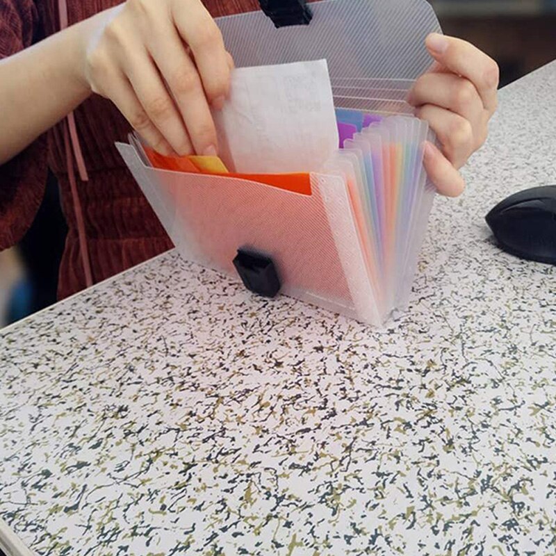 4 Pack Mini Document File 13 Pocket File Organizer, A6 Letter Size Rainbow File Organizer with Buttons or Lanyard