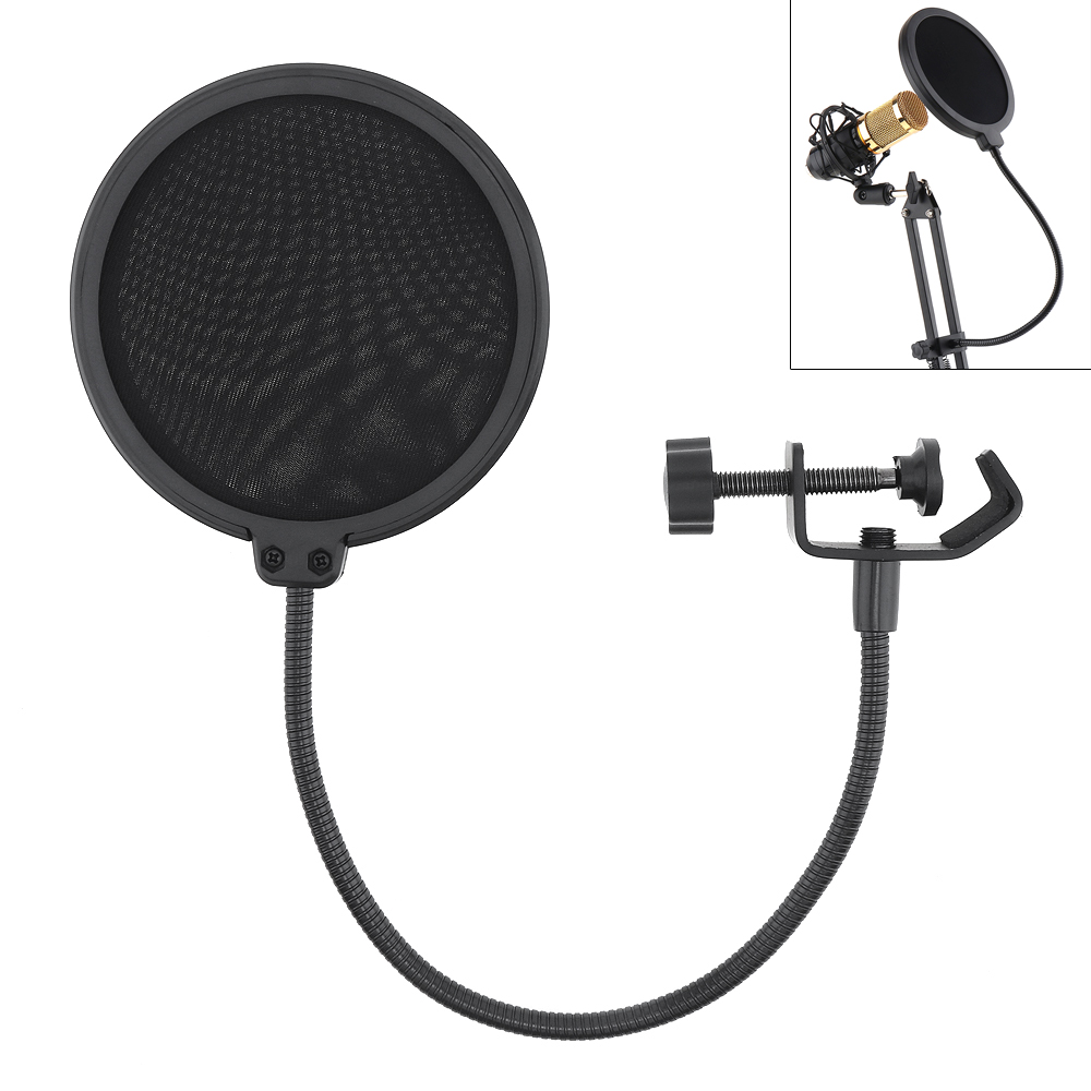 Double Layer Studio Microfoon Flexibele Voorruit Masker Mic Pop Filter Shield 100/155Mm Voor Spreken Recording Accessoires