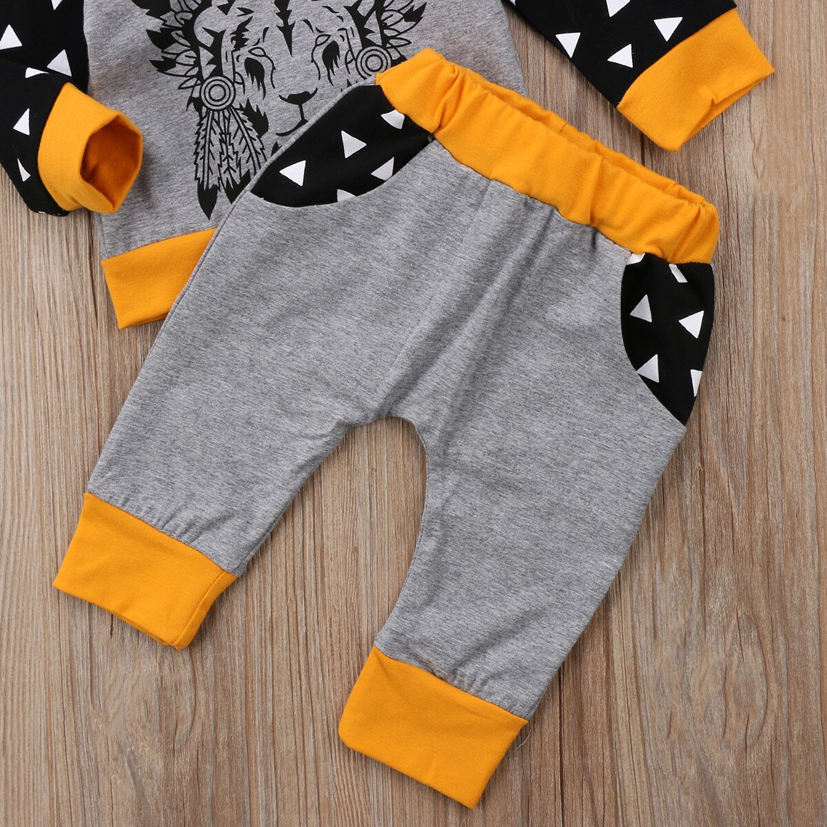 0-24M Newborn Baby Clothes Set Indian Patterns Cute Kids Boys Girls Clothes Hooded Tops Long Pants Outfit Set