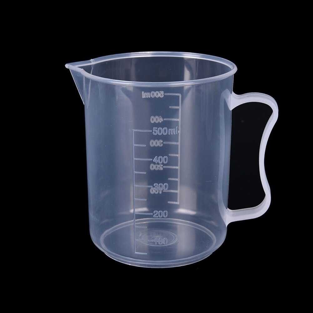 Vaso de medición graduado de plástico transparente de 20ml/30ml /50ml /300ml /500ml/1000ml para hornear vaso de precipitados, recipiente para jarra de medir líquido: 500ML