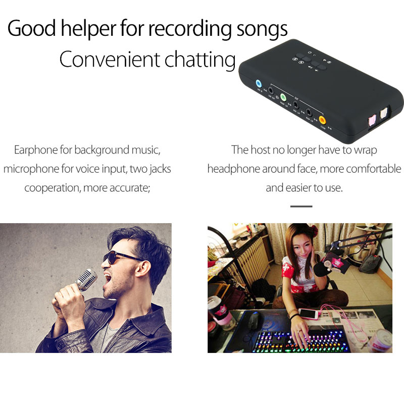 USB2.0 sound card add on cards Cmi-6206 Chipset USB 7.1 Sound Card with SPDIF & USB Extension Cable remote wake-up support