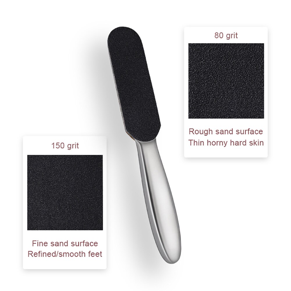 Pedikyr fotvård rostfritt metallhandtag med 10 st slipduk fot rasp förhårdnader-borttagare död-hud slipning fil-vård-verktyg