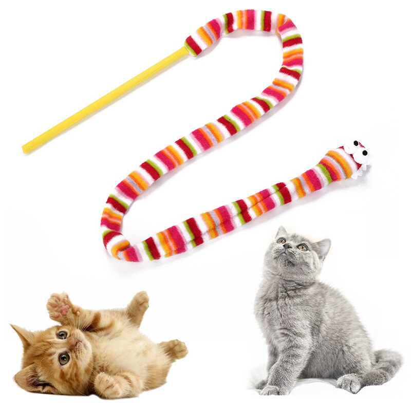 Varita de plumas de juguete interactivo para gatos, juguete interactivo para mascotas, Color divertido, Goma elástica para gato, 1 unidad: 01