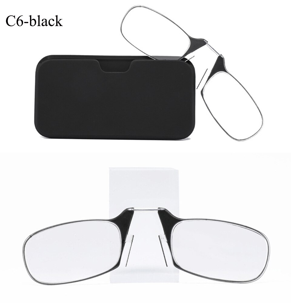 Mini Nose Clip Portable SOS Reading Glasses With Case Phone Stands Thin Optics Stylish Presbyopic Glasses +1.00+1.50 +2.00 +2.50: +300 / c6