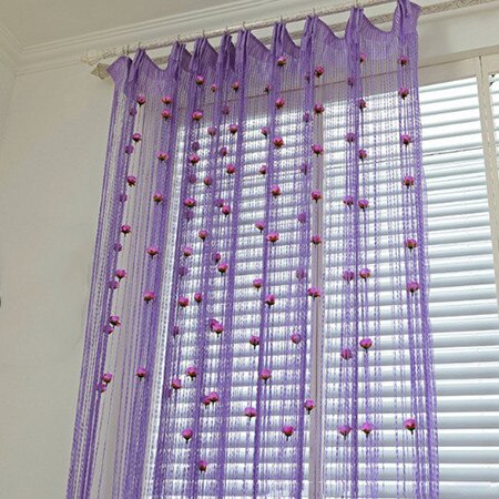 4 kleuren DIY Romantische Rozen Stijl Gordijnen 100x200 cm Decoratieve Gordijn voor Woonkamer Raam Slaapkamer Thuis Bloemen cortinas: C