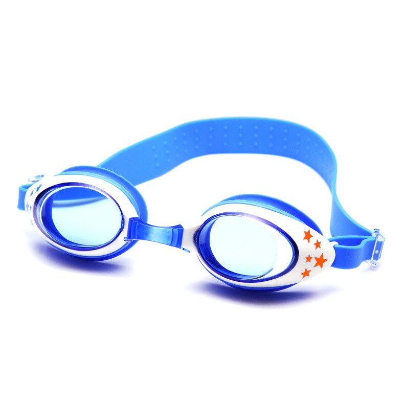 Svømmebriller børn drenge piger anti tåge pool børn tegneserie vandtæt svømmebriller silikone dykkerbriller: Blå