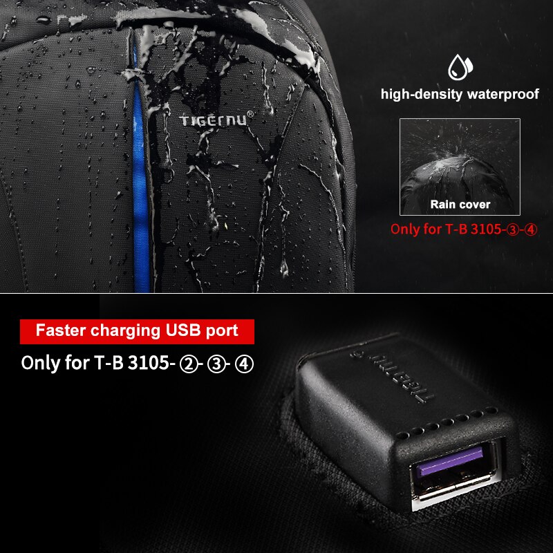 Tigernu USB Aufladen Männer 15,6 zoll Laptop Rucksäcke Schüler Schul Für Jungen Wasserdichte Männlichen Rucksack Mochila Tasche