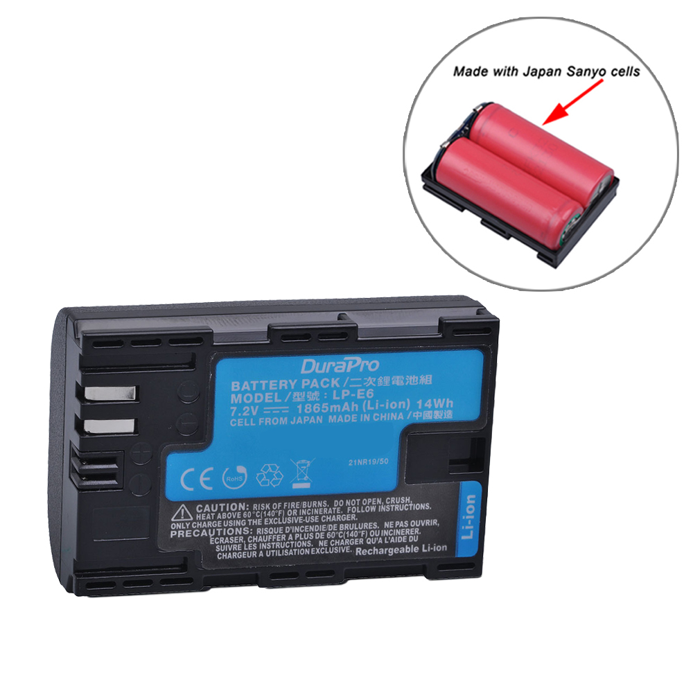 Batería para cámara Canon EOS 5D Mark II III 50D 6D 60D 7D 70D 80D 90D EOS R, batería de 1865mAh LP-E6 LPE6, LP-E6N LPE6N