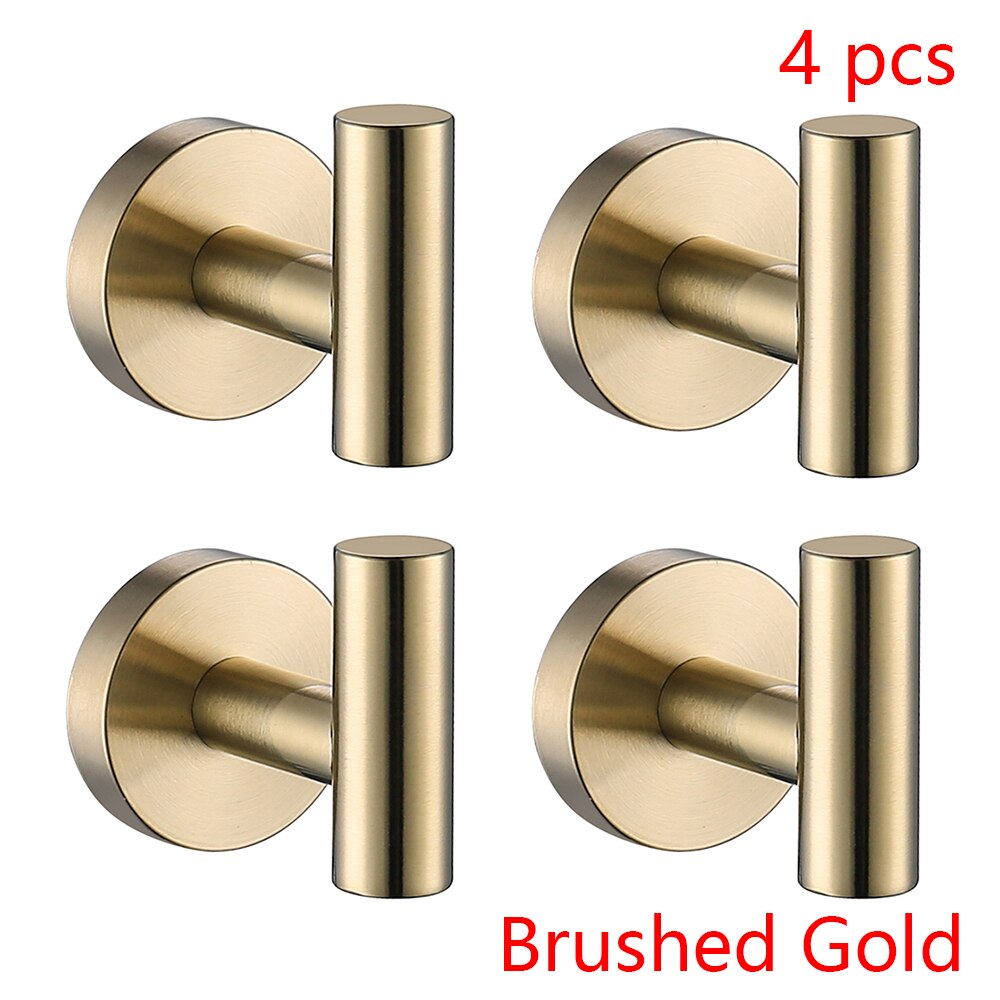 Złoto szczotkowane akcesoria łazienkowe zestaw uchwytów wieszak na ręczniki wieszak na papier toaletowy wieszak na ręczniki wieszak ścienny ze stali nierdzewnej.: 4 Pack