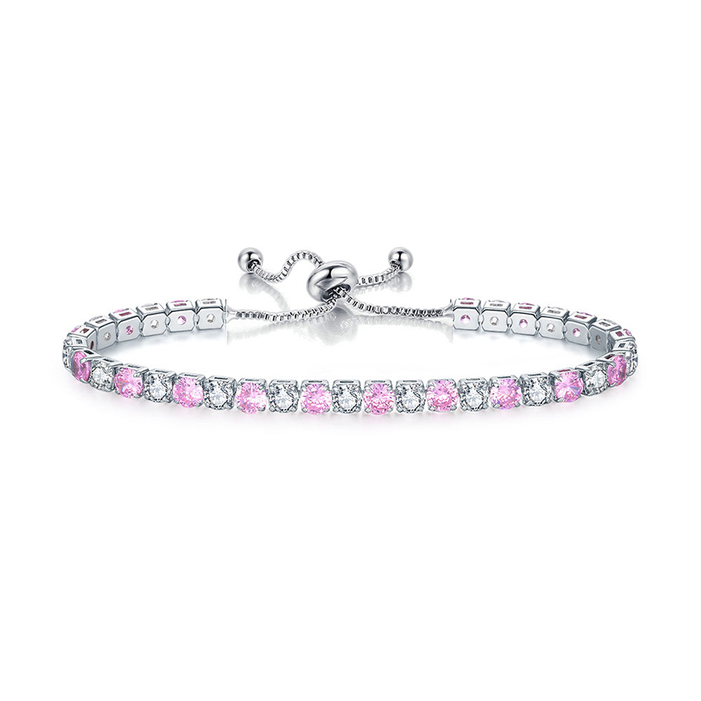 Tennis Armbanden Voor Vrouwen Shining Wit Goud Kleur Single-Layer Zirkoon Verstelbare Slider Gesp Bedelarmband Mode-sieraden